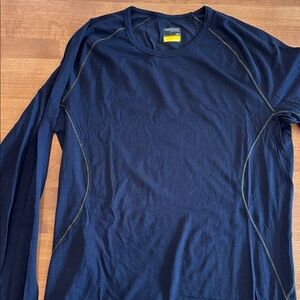Icebreaker Navy and Yellow Stitch Long Sleeve Ultralight Base Layer